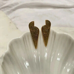 Vintage - Enamel Yellow Gold Tone Art Deco Style Earrings